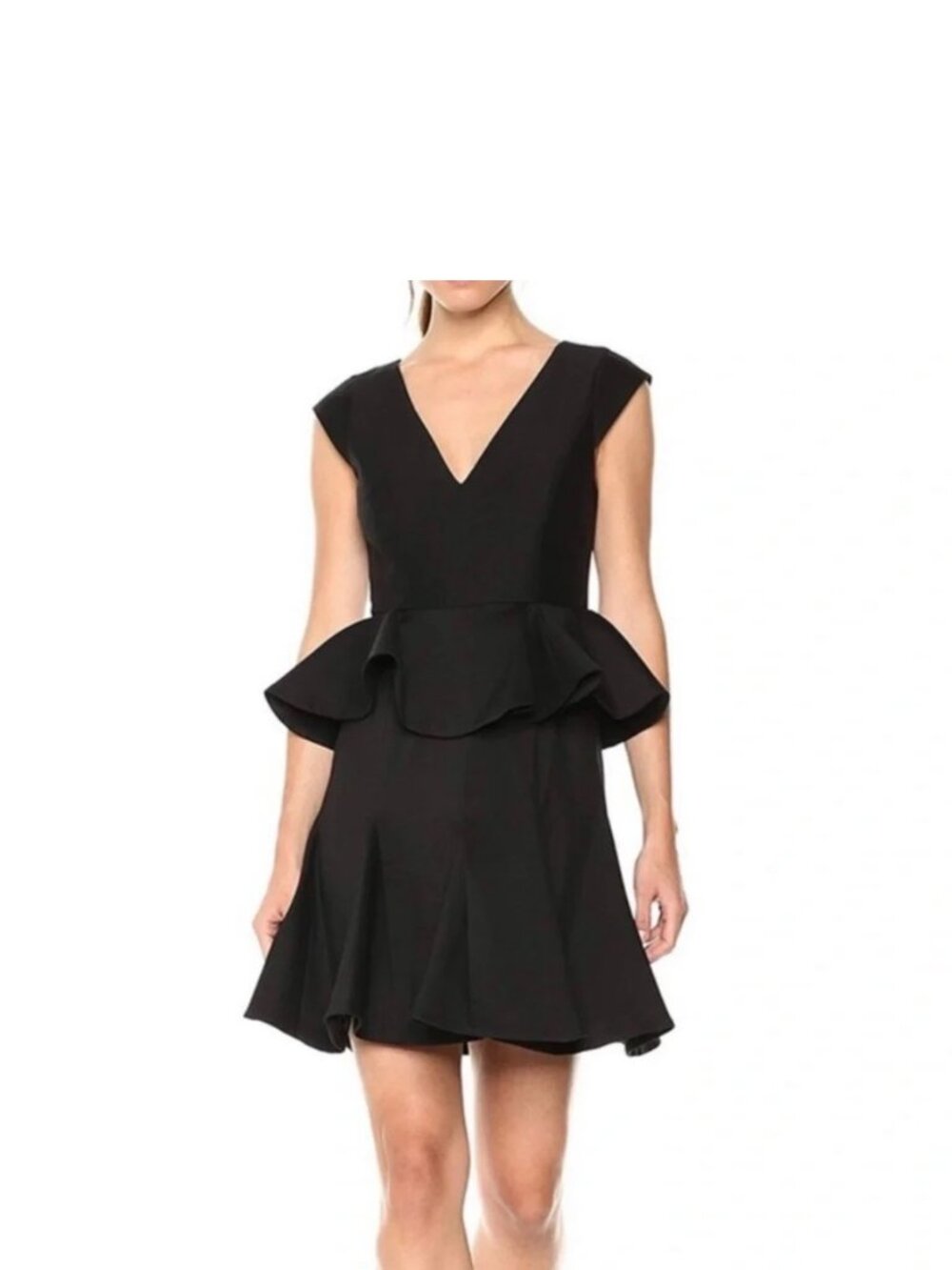 Halston Heritage Black Peplum Cocktail Dress | Size 0
